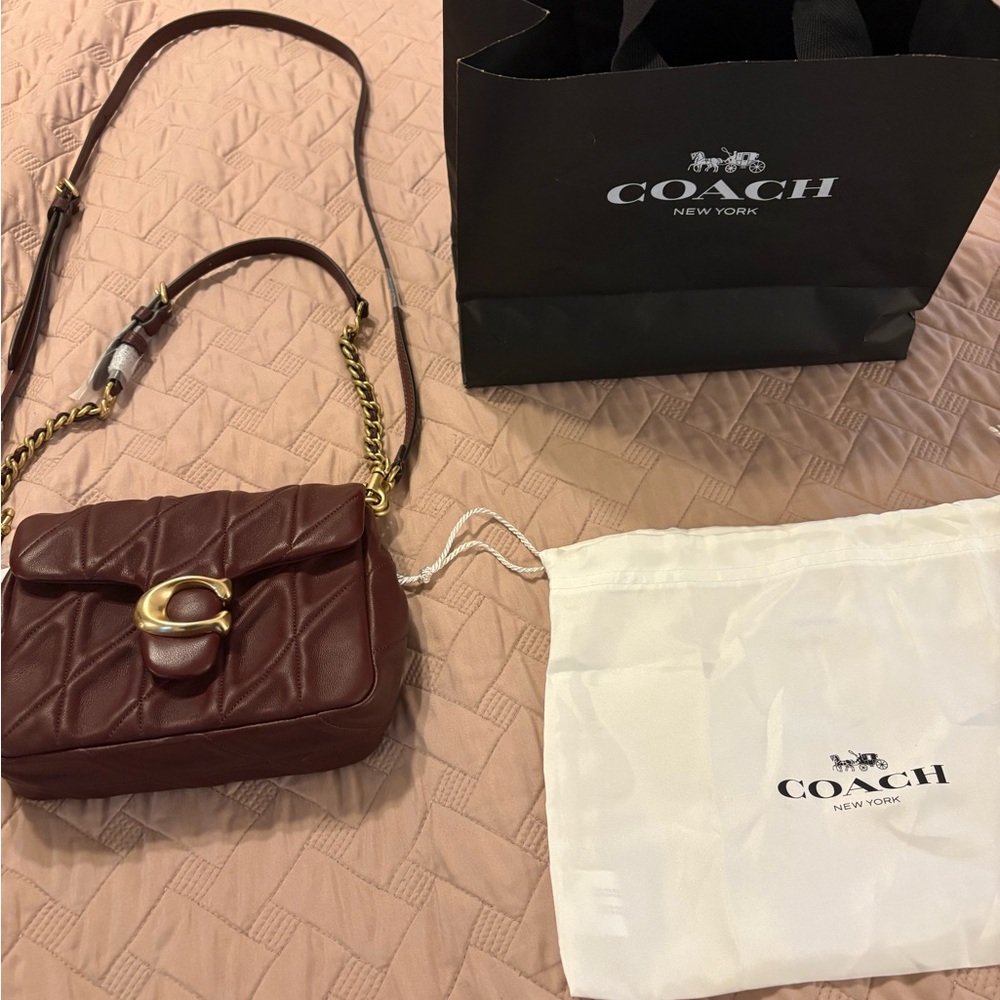 Coach Quilted Leather Tabby 17 Shoulder Bag - Burgundy - Picture 7 of 12